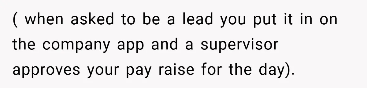 ( when asked to be a lead you put it in on the company app and a supervisor approves your pay raise for the day).