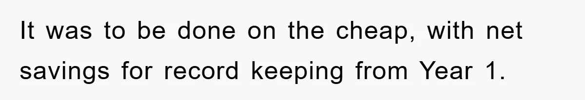 It was to be done on the cheap, with net savings for record keeping from Year 1.