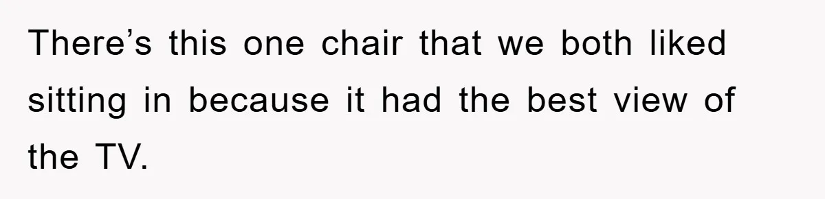 There’s this one chair that we both liked sitting in because it had the best view of the TV.