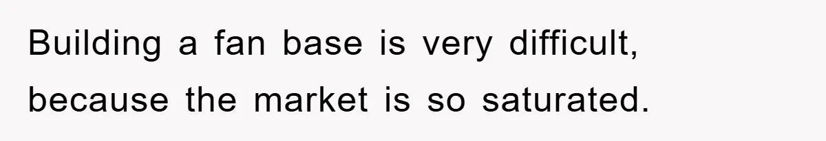 Building a fan base is very difficult, because the market is so saturated.