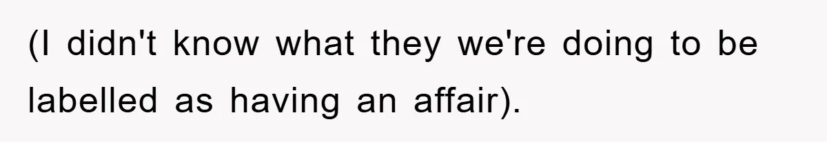 (I didn't know what they we're doing to be labelled as having an affair).