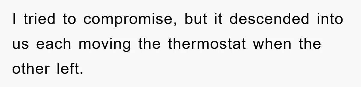 I tried to compromise, but it descended into us each moving the thermostat when the other left.