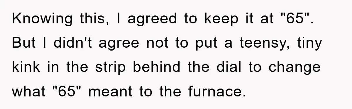 Knowing this, I agreed to keep it at "65". But I didn't agree not to put a teensy, tiny kink in the strip behind the dial to change what "65"...