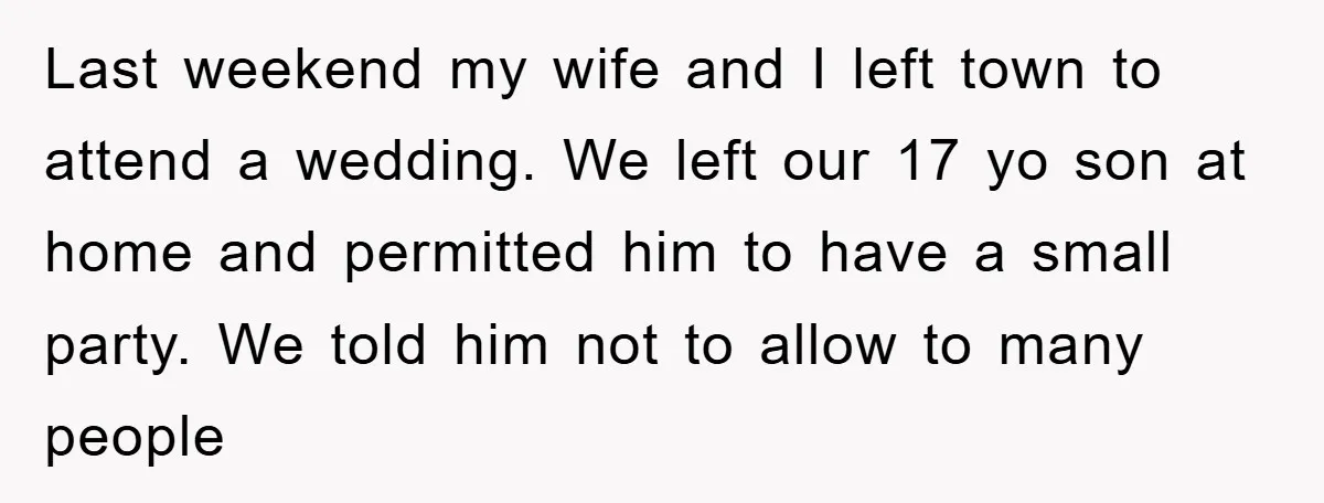 Parents Allow Teen Party, Then Scapegoat a Poor Kid When Drugs Appear Last weekend my wife and I left town to attend a wedding. We left our 17 yo son at home and permitted him to have a small party. We told...