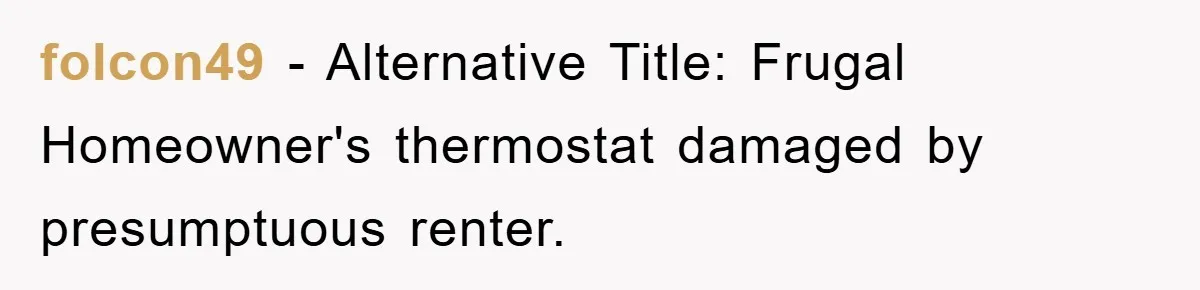 folcon49 − Alternative Title: Frugal Homeowner's thermostat damaged by presumptuous renter.