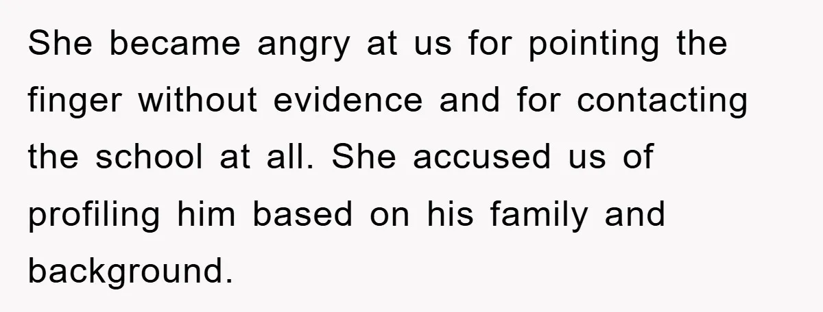 Parents Allow Teen Party, Then Scapegoat a Poor Kid When Drugs Appear She became angry at us for pointing the finger without evidence and for contacting the school at all. She accused us of profiling him based on his family and background.
