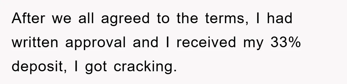 Trophy-Wife Client Refused To Pay For A Finished Website, So The Developer Delivered Exactly 33% And Left Her Business Frozen In Place After we all agreed to the terms, I had written approval and I received my 33% deposit, I got cracking.