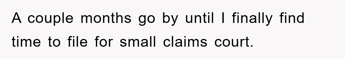 A couple months go by until I finally find time to file for small claims court.