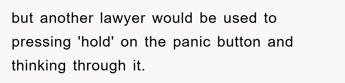 but another lawyer would be used to pressing 'hold' on the panic button and thinking through it.