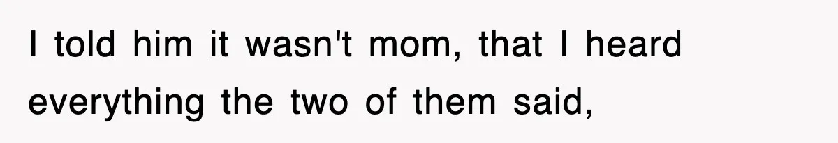 I told him it wasn't mom, that I heard everything the two of them said,