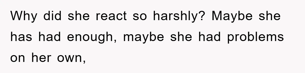 Why did she react so harshly? Maybe she has had enough, maybe she had problems on her own,