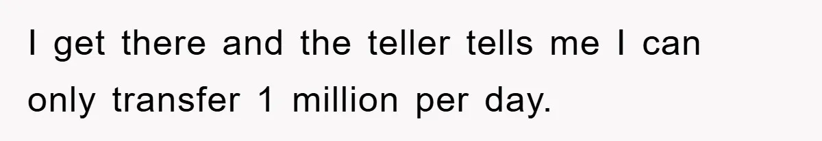 I get there and the teller tells me I can only transfer 1 million per day.