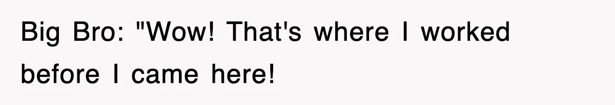Big Bro: "Wow! That's where I worked before I came here!