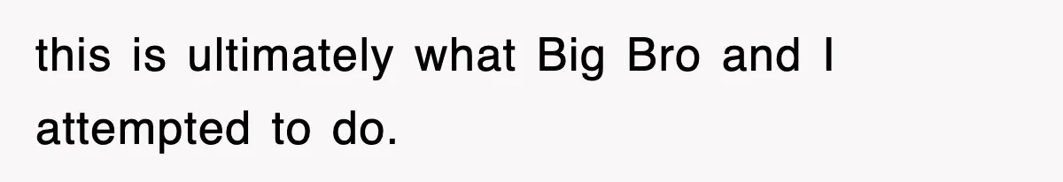 this is ultimately what Big Bro and I attempted to do.