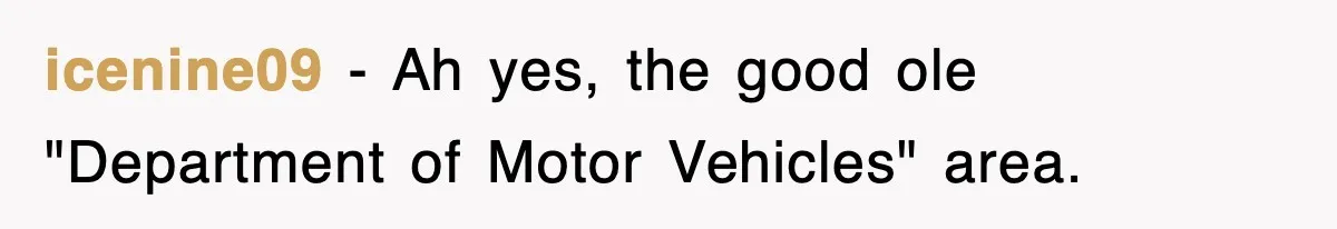 icenine09 − Ah yes, the good ole "Department of Motor Vehicles" area.