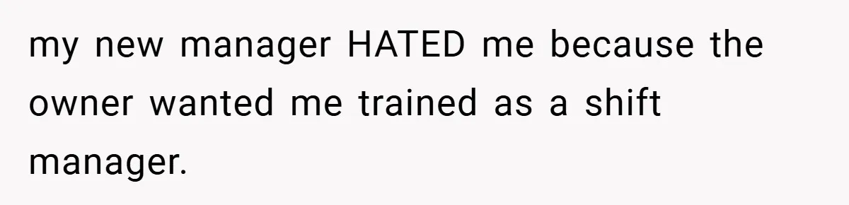my new manager HATED me because the owner wanted me trained as a shift manager.