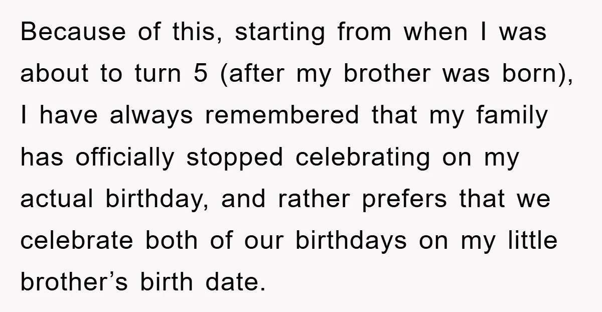 Because of this, starting from when I was about to turn 5 (after my brother was born), I have always remembered that my family has officially stopped celebrating on my...