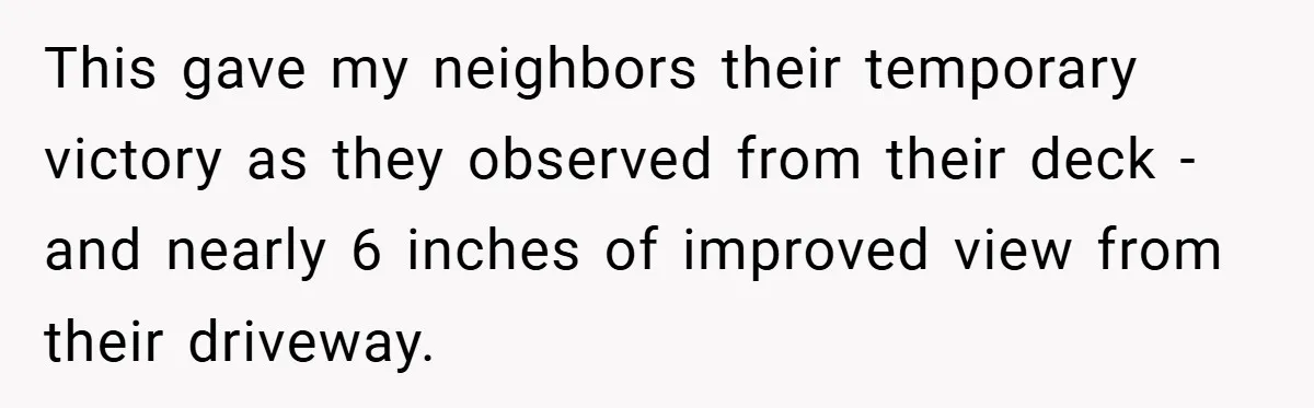 This gave my neighbors their temporary victory as they observed from their deck - and nearly 6 inches of improved view from their driveway.