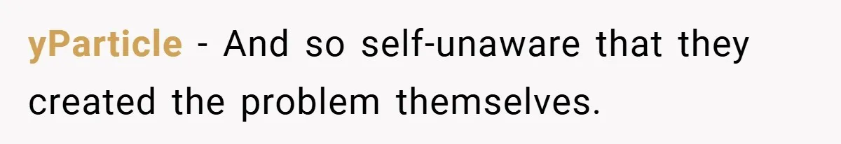yParticle − And so self-unaware that they created the problem themselves.