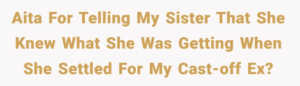 AITA for telling my sister that she knew what she was getting when she settled for my cast-off ex?