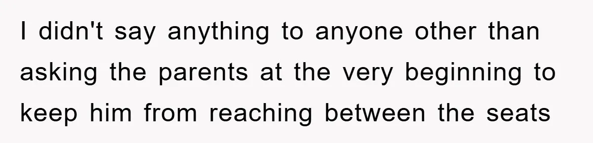 I didn't say anything to anyone other than asking the parents at the very beginning to keep him from reaching between the seats