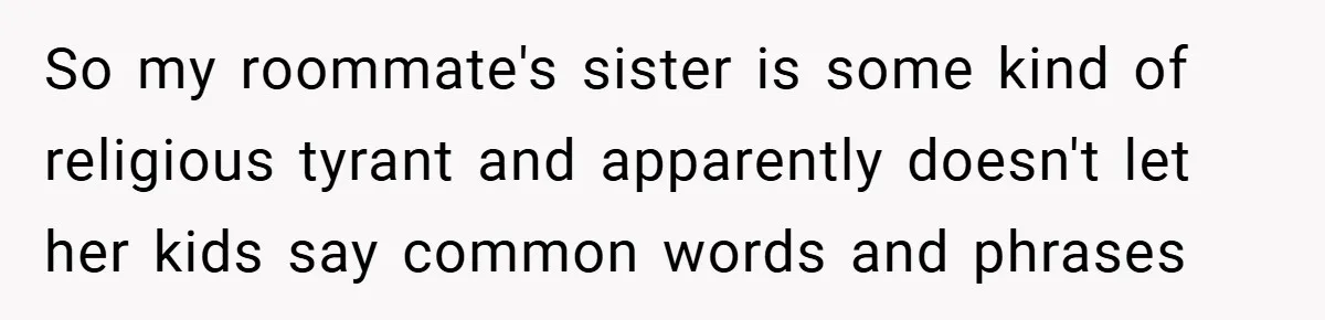So my roommate's sister is some kind of religious tyrant and apparently doesn't let her kids say common words and phrases