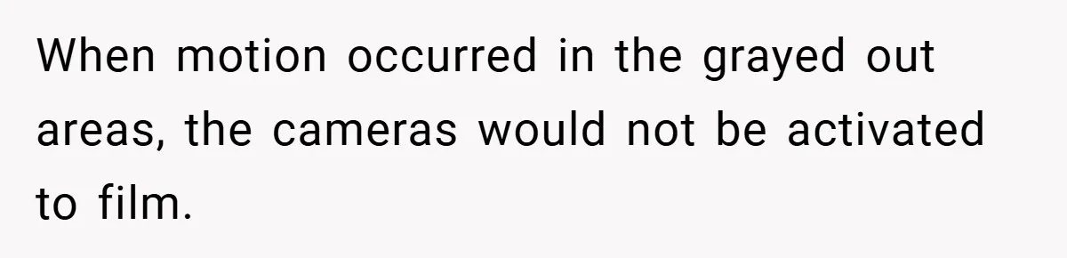 When motion occurred in the grayed out areas, the cameras would not be activated to film.
