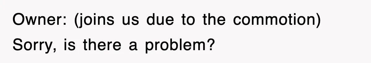 Owner: (joins us due to the commotion) Sorry, is there a problem?