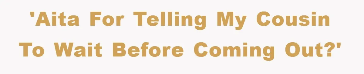 'AITA for telling my cousin to wait before coming out?'