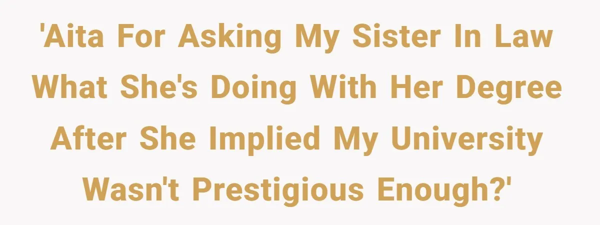 'AITA for asking my sister in law what she's doing with her degree after she implied my university wasn't prestigious enough?'