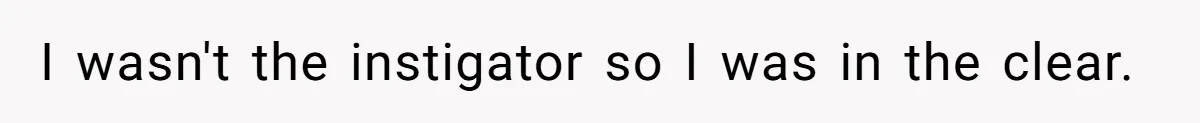 I wasn't the instigator so I was in the clear.