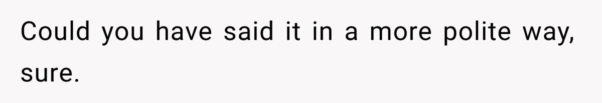 Could you have said it in a more polite way, sure.