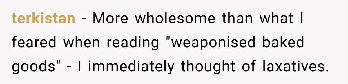 terkistan - More wholesome than what I feared when reading "weaponised baked goods" - I immediately thought of laxatives.