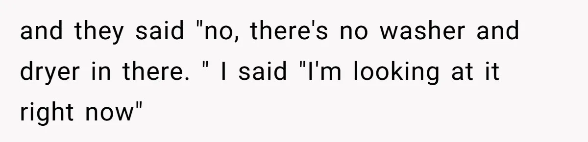 and they said "no, there's no washer and dryer in there. " I said "I'm looking at it right now"