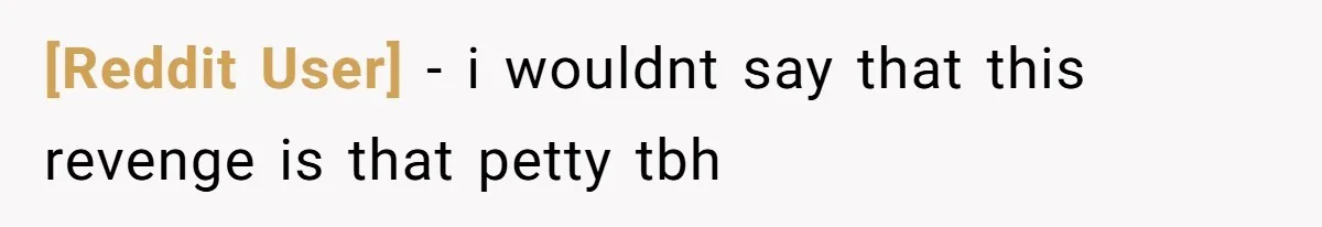 [Reddit User] - i wouldnt say that this revenge is that petty tbh