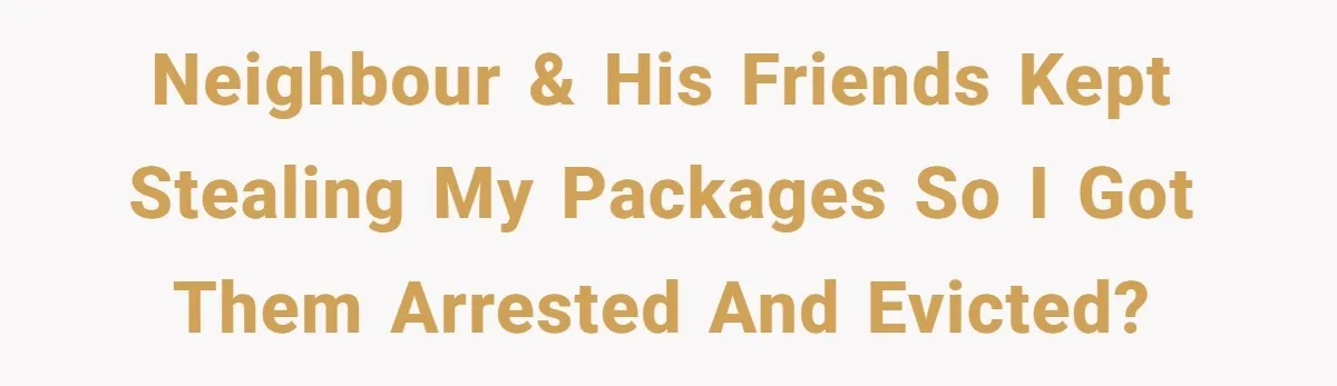 Neighbour & his friends kept stealing my packages so I got them arrested and evicted?