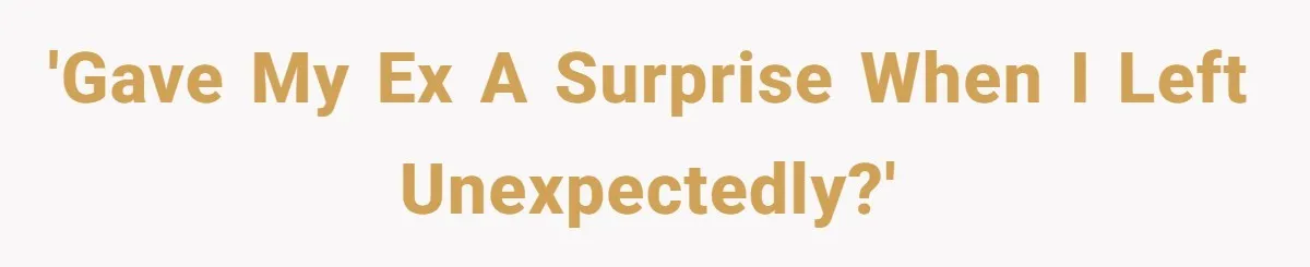 'Gave my Ex a surprise when I left unexpectedly?'