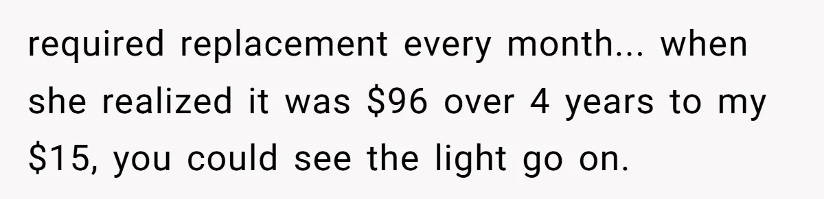 Husband Drains Joint Account After Wife Repeatedly Destroys His Things required replacement every month... when she realized it was $96 over 4 years to my $15, you could see the light go on.