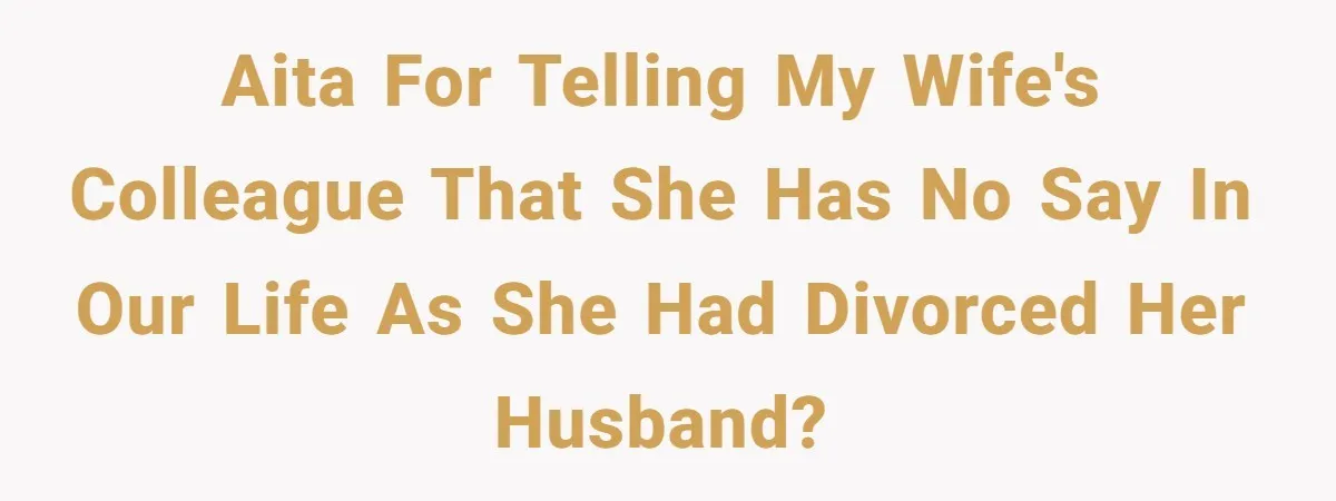 AITA for telling my wife's colleague that she has no say in our life as she had divorced her husband?