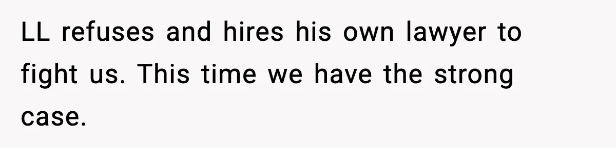 LL refuses and hires his own lawyer to fight us. This time we have the strong case.