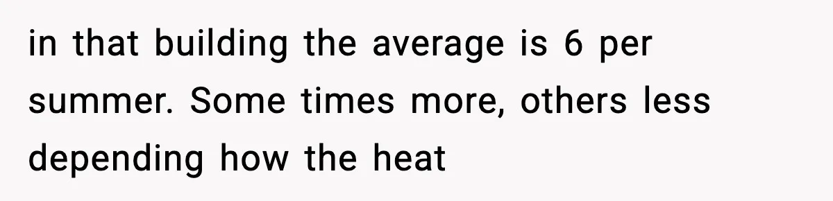in that building the average is 6 per summer. Some times more, others less depending how the heat
