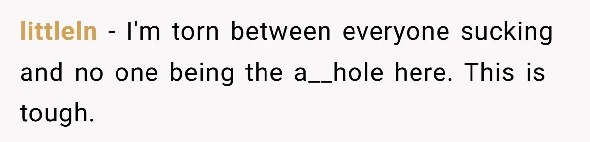 littleln - I'm torn between everyone sucking and no one being the a__hole here. This is tough.