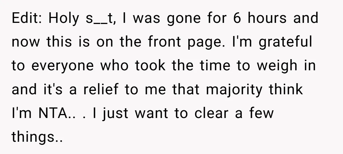 Edit: Holy s__t, I was gone for 6 hours and now this is on the front page. I'm grateful to everyone who took the time to weigh in and it's...