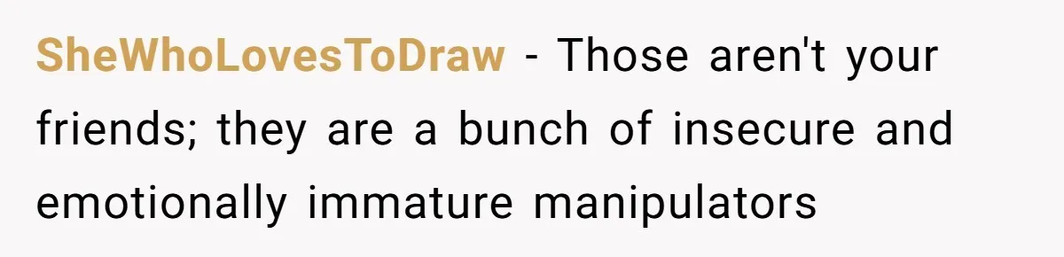 SheWhoLovesToDraw − Those aren't your friends; they are a bunch of insecure and emotionally immature manipulators