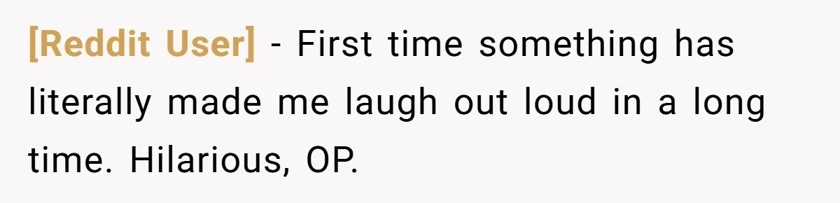 [Reddit User] − First time something has literally made me laugh out loud in a long time. Hilarious, OP.