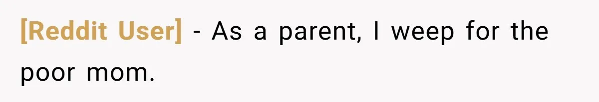 [Reddit User] − As a parent, I weep for the poor mom.