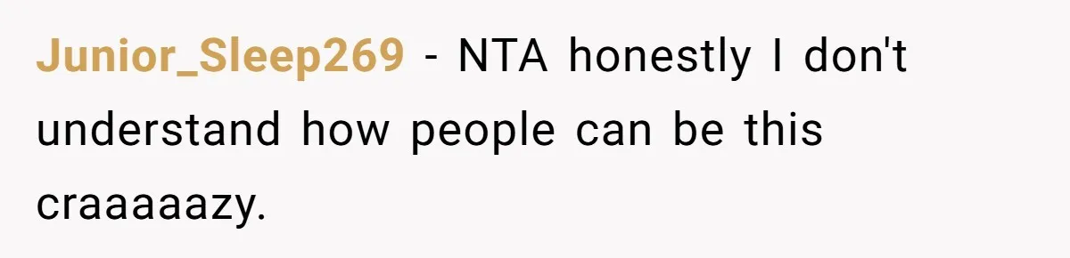 Junior_Sleep269 − NTA honestly I don't understand how people can be this craaaaazy.