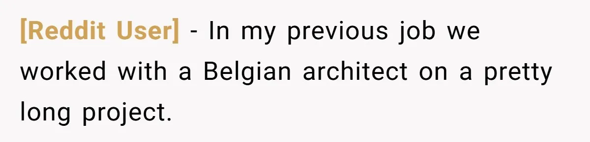 [Reddit User] − In my previous job we worked with a Belgian architect on a pretty long project.
