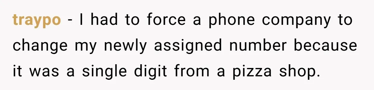 traypo − I had to force a phone company to change my newly assigned number because it was a single digit from a pizza shop.