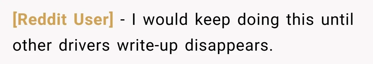 [Reddit User] - I would keep doing this until other drivers write-up disappears.